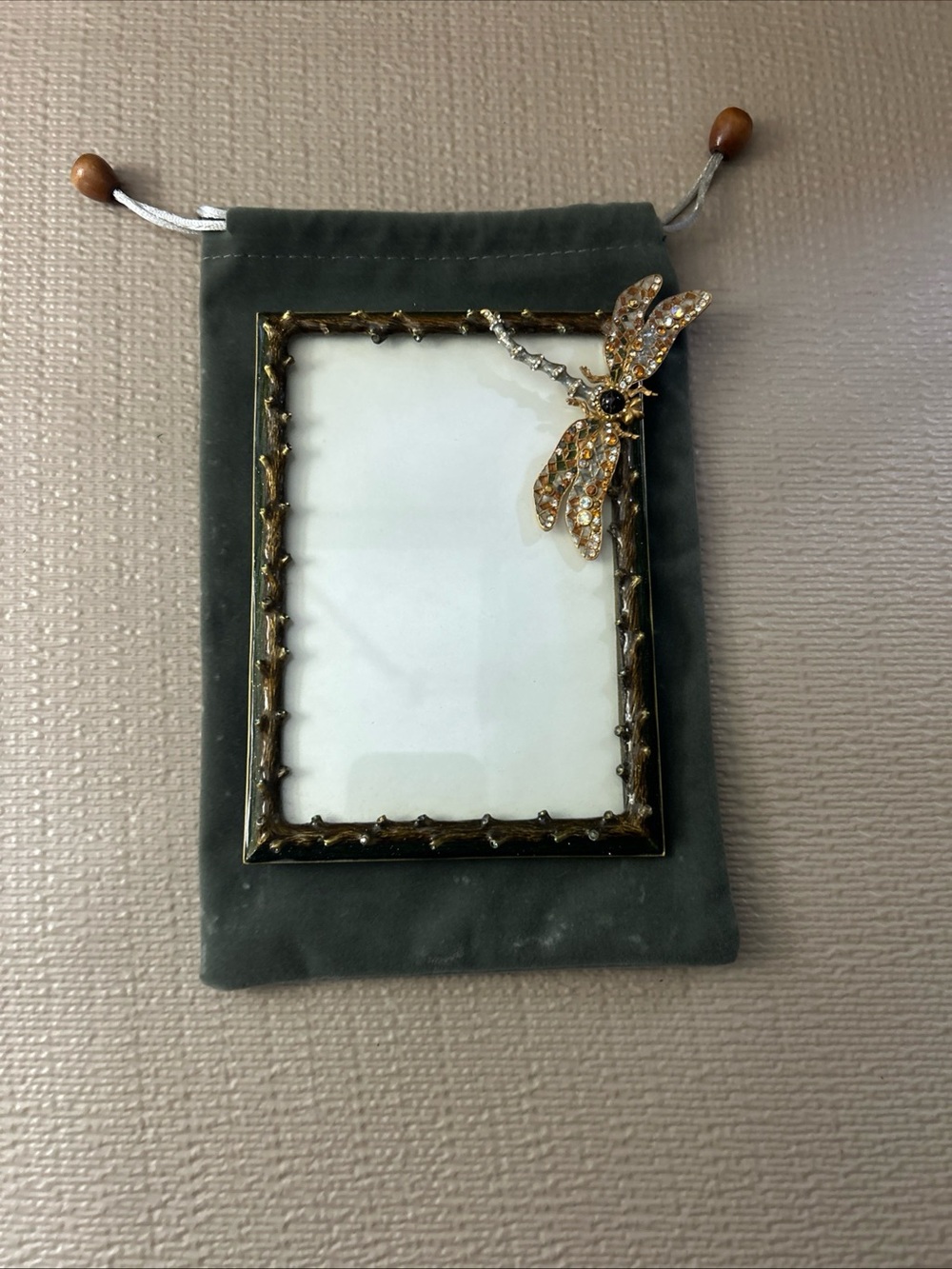 Jay Strongwater Gold and Green Jeweled Frame Accent